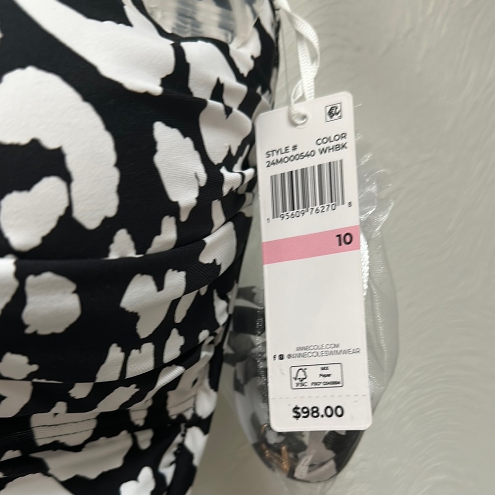 Anne Cole Black and White Floral One Piece Swimsuit - Picture 3 of 4